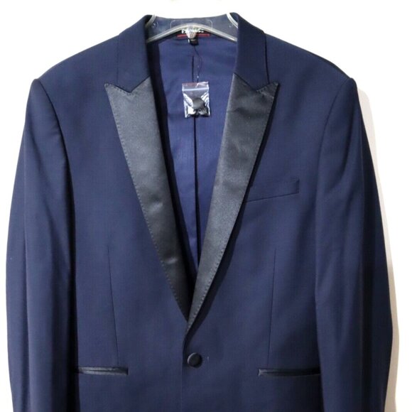 Express Men's Jacket Slim smoking tuxedo 42L Navy and black - Picture 1 of 1